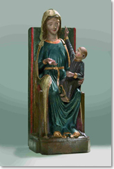 Religiös motivierte Stiftungen sind ein wichtiger Aspekt adeliger Kultur. Preysing-Madonna vom Altar der Preysing-Begräbniskapelle in Kloster Seligenthal, frühes 14. Jhd.