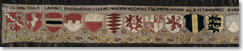 Detail aus einem gestickten Band mit sechzig altbayerischen und fränkischen Wappen, 1596