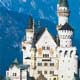 Bavaria's most well-known landmarks: Neuschwanstein Castle, mountains, farmers, folk dress, Oktoberfest.