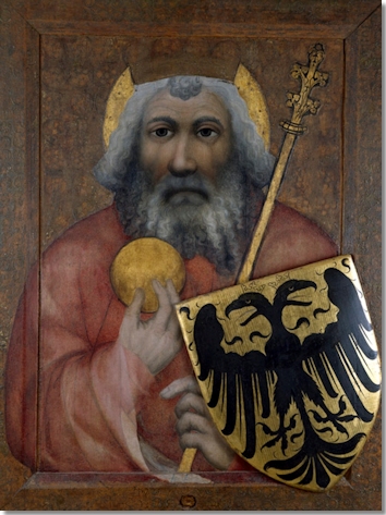 Das 1360-1364 entstandene Gemälde von Meister Theodoricus aus der Heilig-Kreuz-Kapelle der Burg Karlstein zeigt Kaiser Karl den Großen (Foto: Radovan Boček).