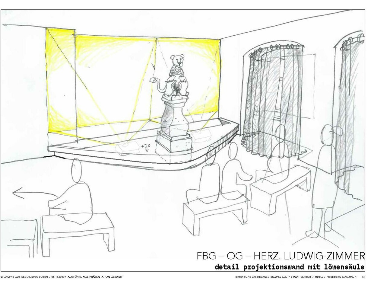 Das Herzog-Ludwig-Zimmer mit dem Brunnenlöwen. © Gruppe Gut Gestaltung Bozen