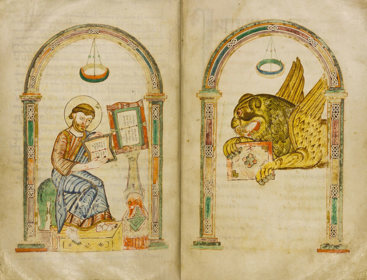 Der Evangelist Markus mit dem Löwen, Codex Millenarius Maior, 2. Jahrzehnt 9. Jh. © Stiftsbibliothek Kremsmünster | Foto: Julius Engel