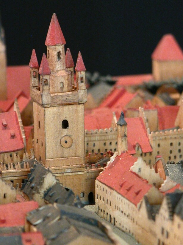 Straubing city tower looked like this once – captured for posterity by Straubing master turner Jakob Sandtner in his model of the city of Straubing from 1568. 19th century replica at Gäubodenmuseum Straubing © Gäubodenmuseum Straubing