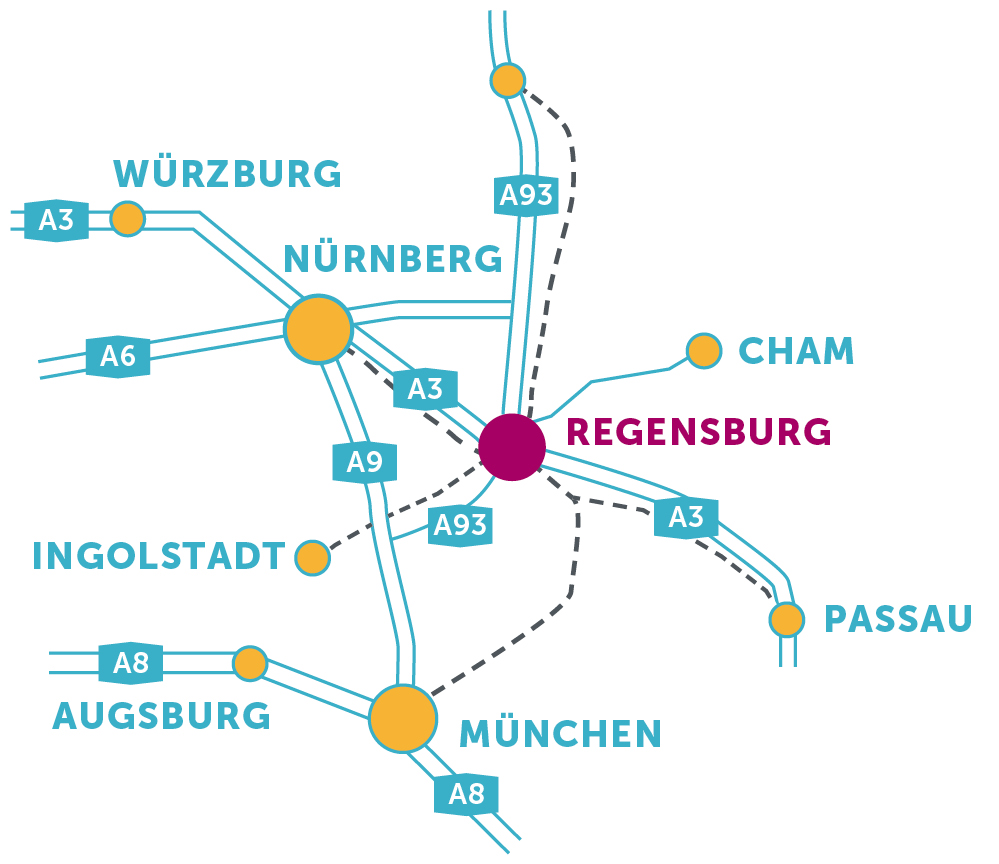 Map with directions to Regensburg © Peter Schmidt Group