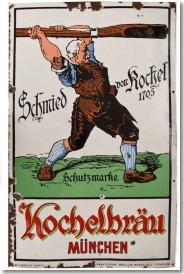 Werbeschild des Kochelbräu München nach einem Motiv Franz von Defreggers (Foto: Haus der Bayerischen Geschichte, Augsburg/Foto: Daniel Blaser)