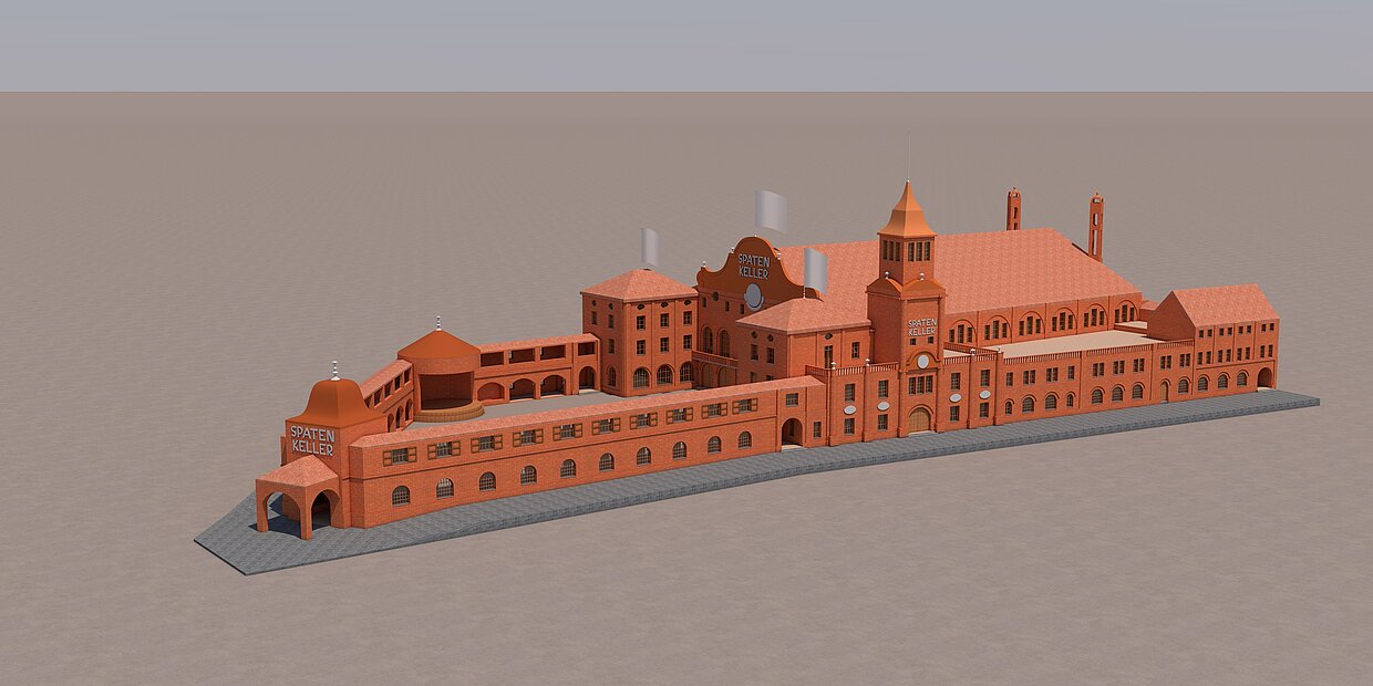 3D model of the Spatenkeller © Deggendorf Institute of Technology (Prof. Dr.-Ing. Gerd Maurer, Sven Rosenberger); plan basis: Gabriel von Seidl (1848-1913) / Munich City Archive (LBK 1313/1)