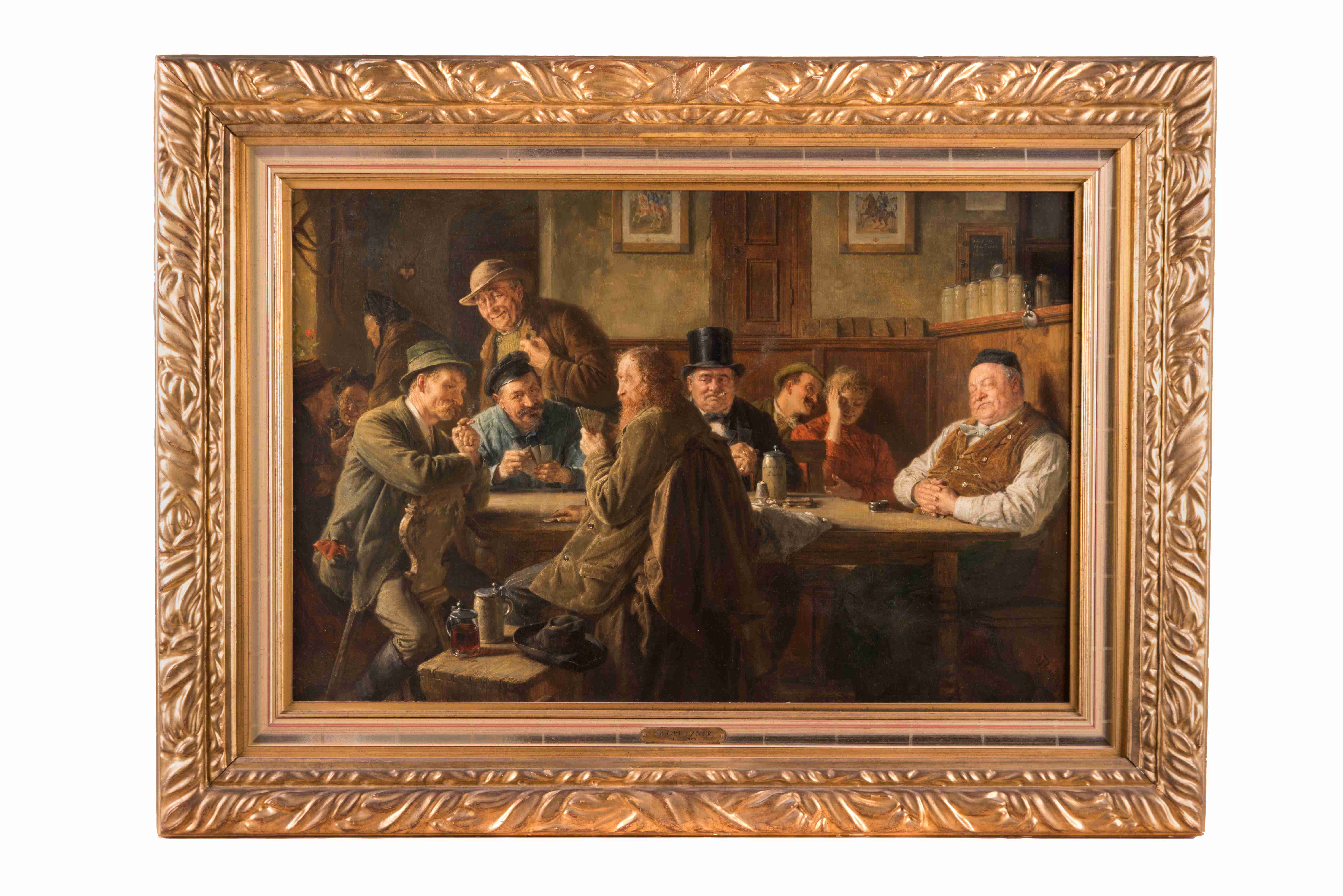 Was wird gerade gespielt? In einem Münchner Bierbeisl, um 1895; Eduard von Grützner (1846–1925) 
