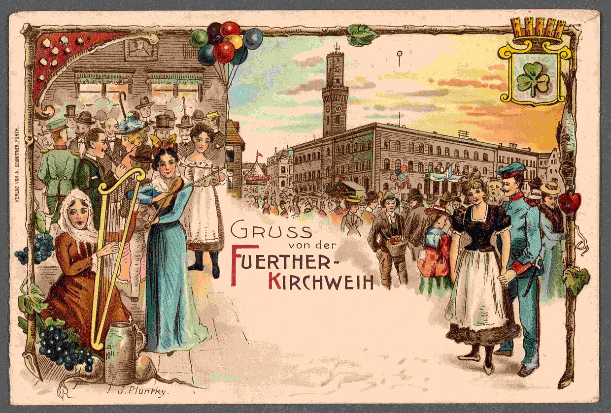 Fürther Kirchweih, Postkarte/Lithografie, 1907, Haus der Bayerischen Geschichte (bapo-21115) © Digitalbild: Haus der Bayerischen Geschichte
