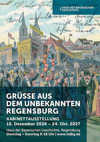 Image from the “Greetings from Unknown Regensburg” cabinet exhibition © HdBG | Design: bauer.com; Postcard: Birgit Kunze Collection