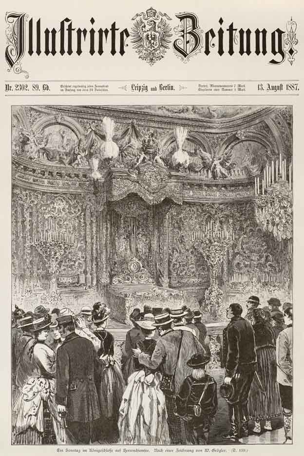 Illustrite Zeitung vom 13. August 1887: "Ein Sonntag im Königschlosse Herrenchiemsee"