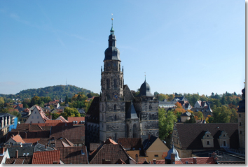 The Parish Church of St. Moriz is a prominent feature of the city skyline and a manifestation of Coburg’s Protestant tradition here in the center of the city. (©Stadt Coburg / M. Selzer)